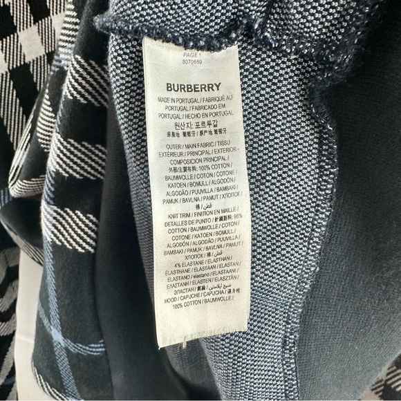 Burberry Check Cotton Hoodie in Blue and White. - Picture 10 of 10